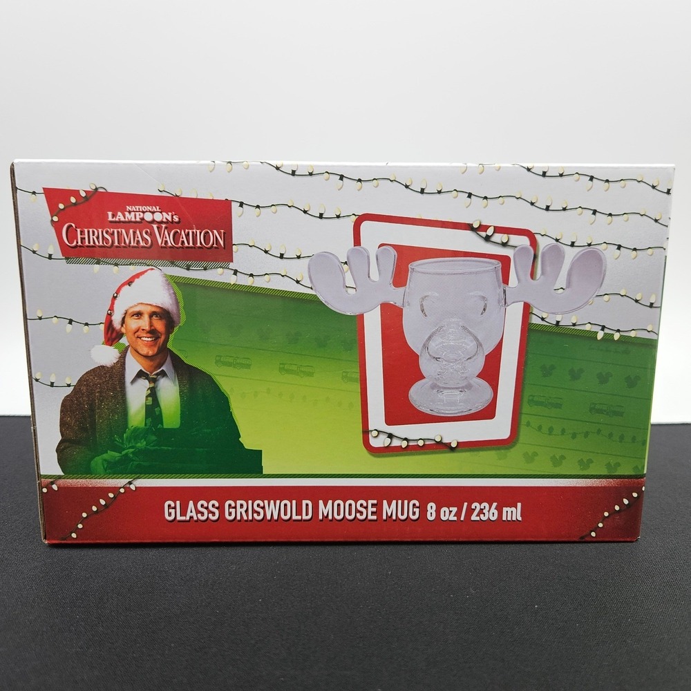 National Lampoons Christmas Vacation Griswold Moose Mug 8 oz Glass Egg Nog‎ New